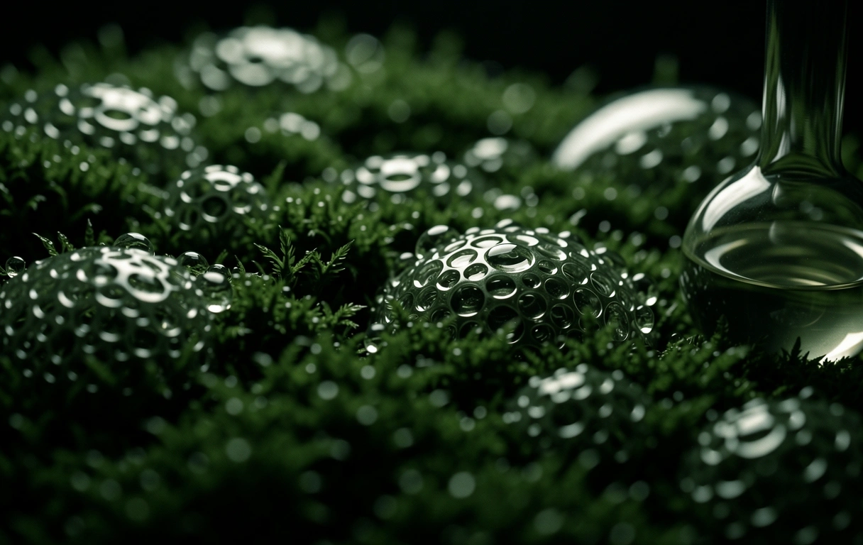 Wassertropfen auf Moos